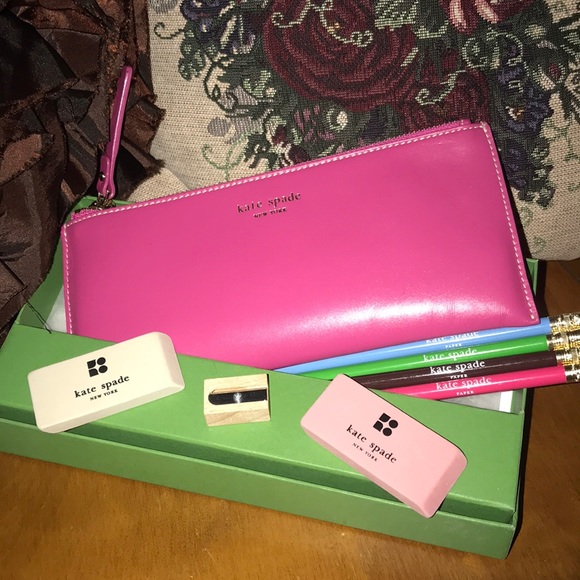 kate spade Handbags - Kate Spade Pencil Case Set New in Box Pink